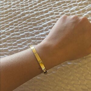 Gold Bangle Bracelet with Gem Accents